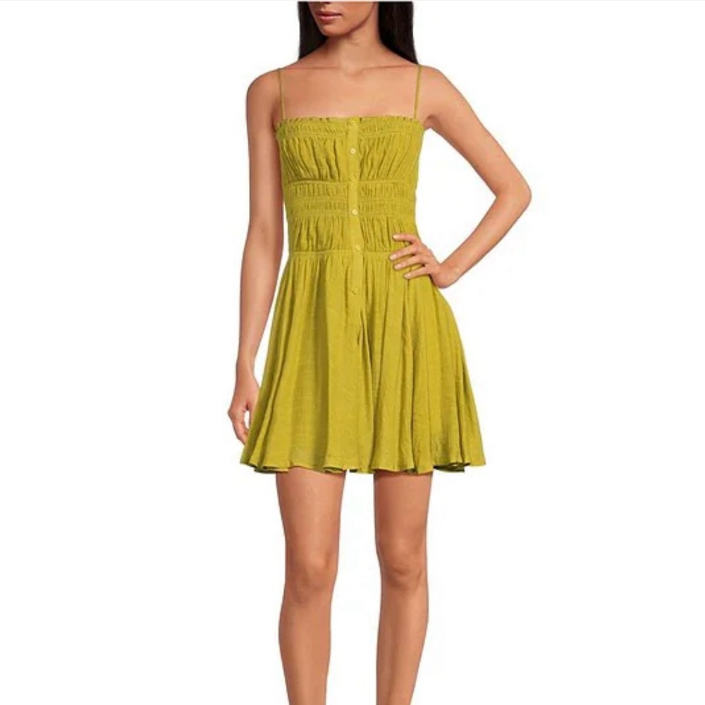 Lucy Paris Malvina Square Neck Sleeveless Smocked Bodice Mini Dress